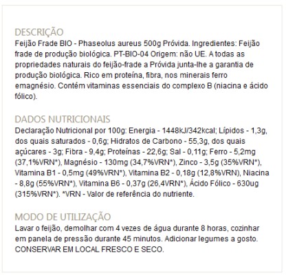 Feijão Frade Bio