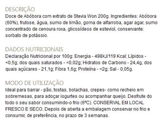 Abóbora com Stevia Won