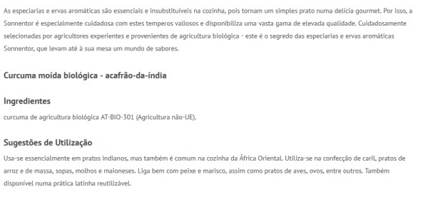 Sonnentor Curcuma Moída Bio 40g