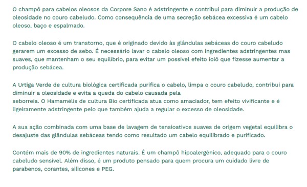 Champô Cabelos Oleosos Ecocert Bio