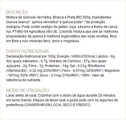 Quinoa Trigo (Vermelho/Branca/Preta) Bio