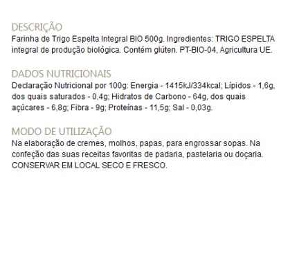 Farinha de Espelta Integral Bio