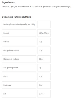 Naturefoods Lentilhas Cozidas Bio