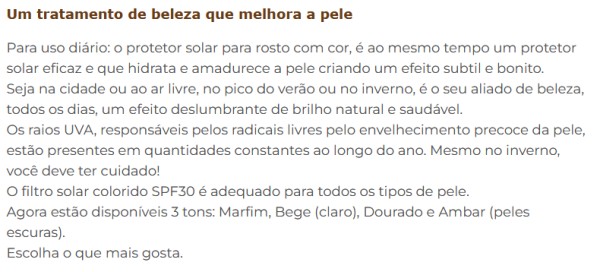 Creme Protetor Solar Rosto com Cor Bege SPF30