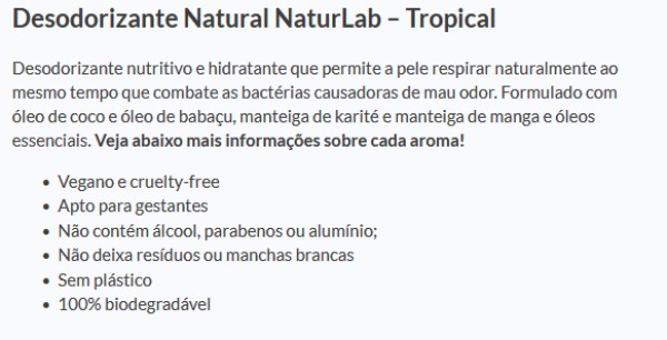 Desodorizante Natural Naturlab Tropical