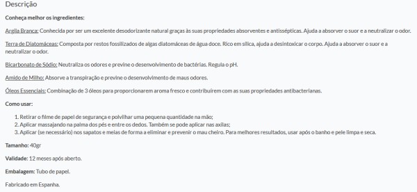 Desodorizante em Pó para Pés 40g