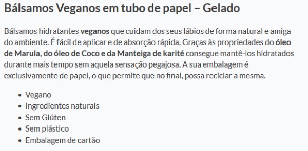 Balsamos Veganos em Tubo de Papel (Gelado)