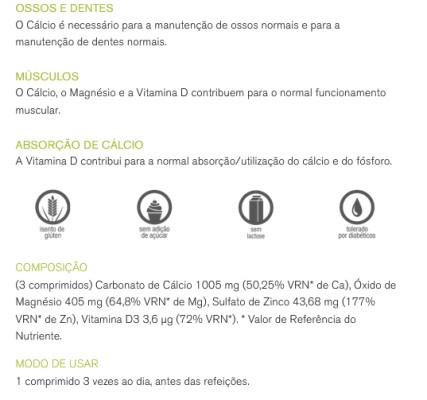 Cálcio+Magnésio+Zinco+Vitamina D 90 cápsulas