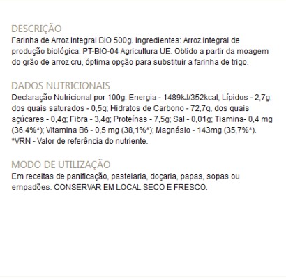 Farinha de Arroz Integral Bio