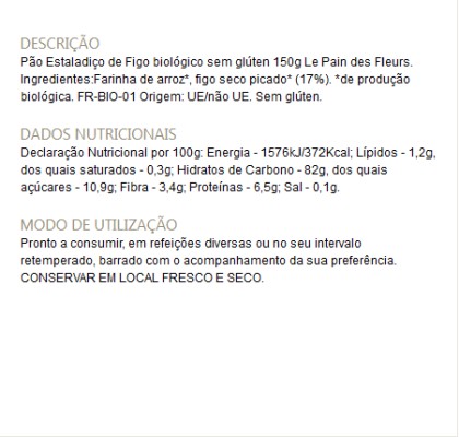 Pão de Flores Figo sem Glúten Bio