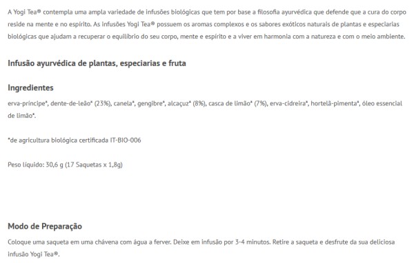 Yogi Tea Bio Detox Limão 17 saquetas