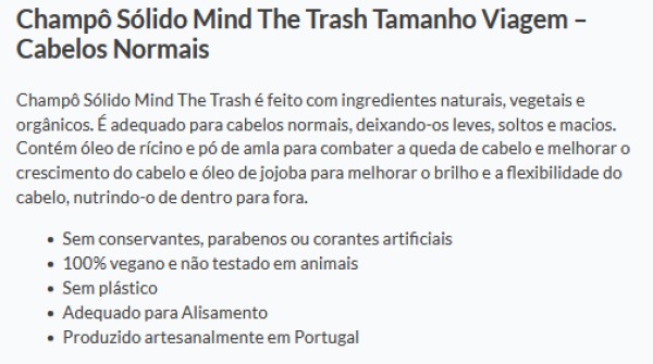 Champô Sólido Tamanho Viagem Cabelos Normais