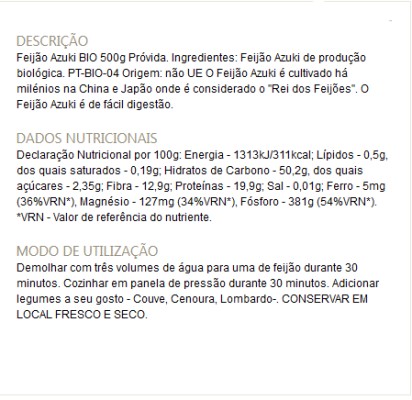 Feijão Azuki Bio