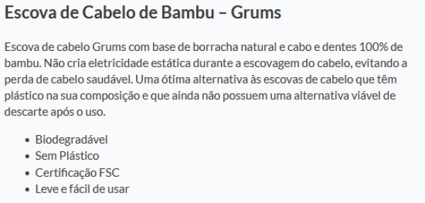 Escova de Cabelo de Bambu - Grums